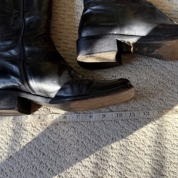 Charles David “Reider” Black Leather Side Zip High Shaft Square Toe Boots - Picture 12 of 15